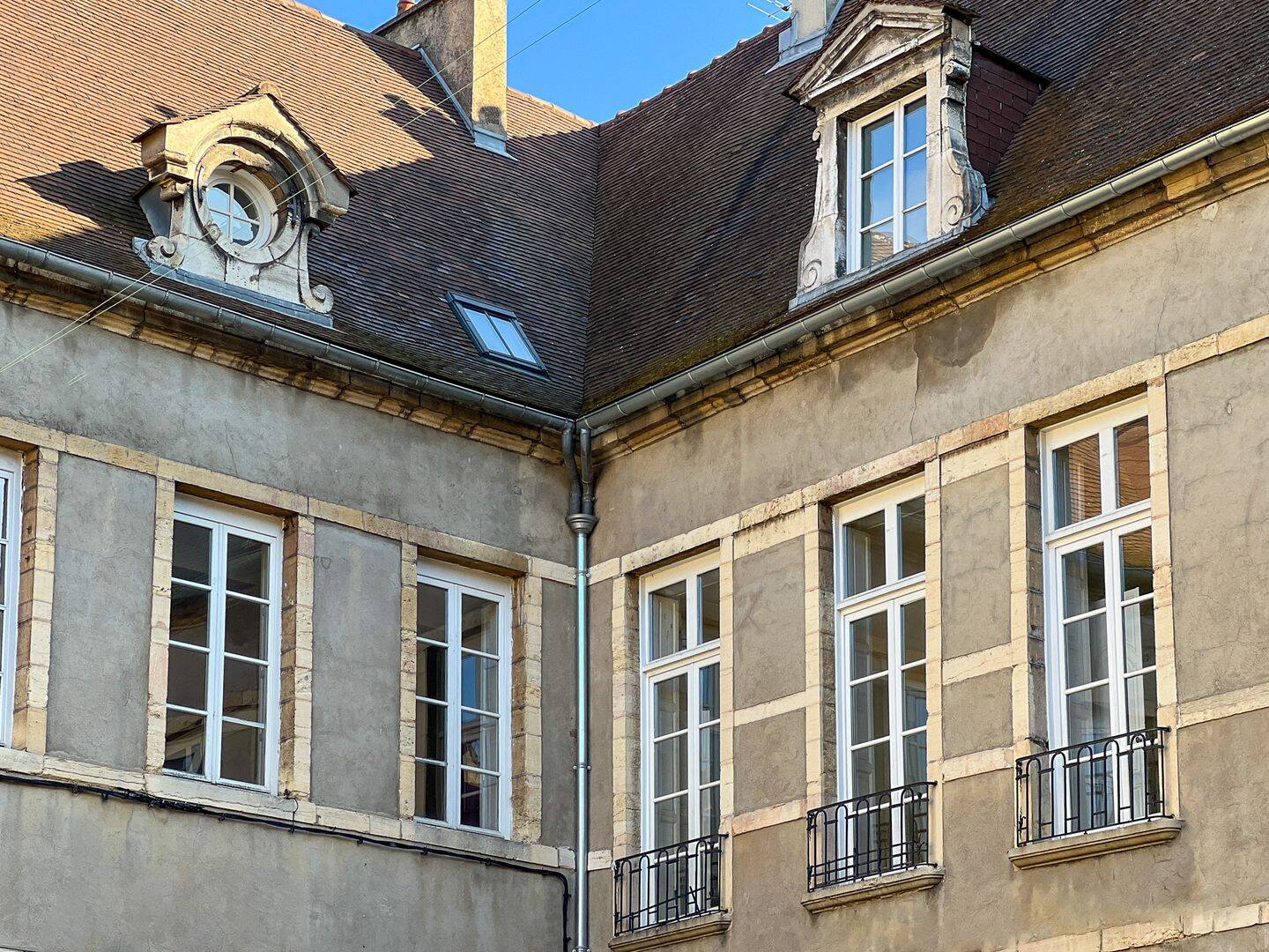 Toiture et lucarnes sculptées de l'hôtel particulier